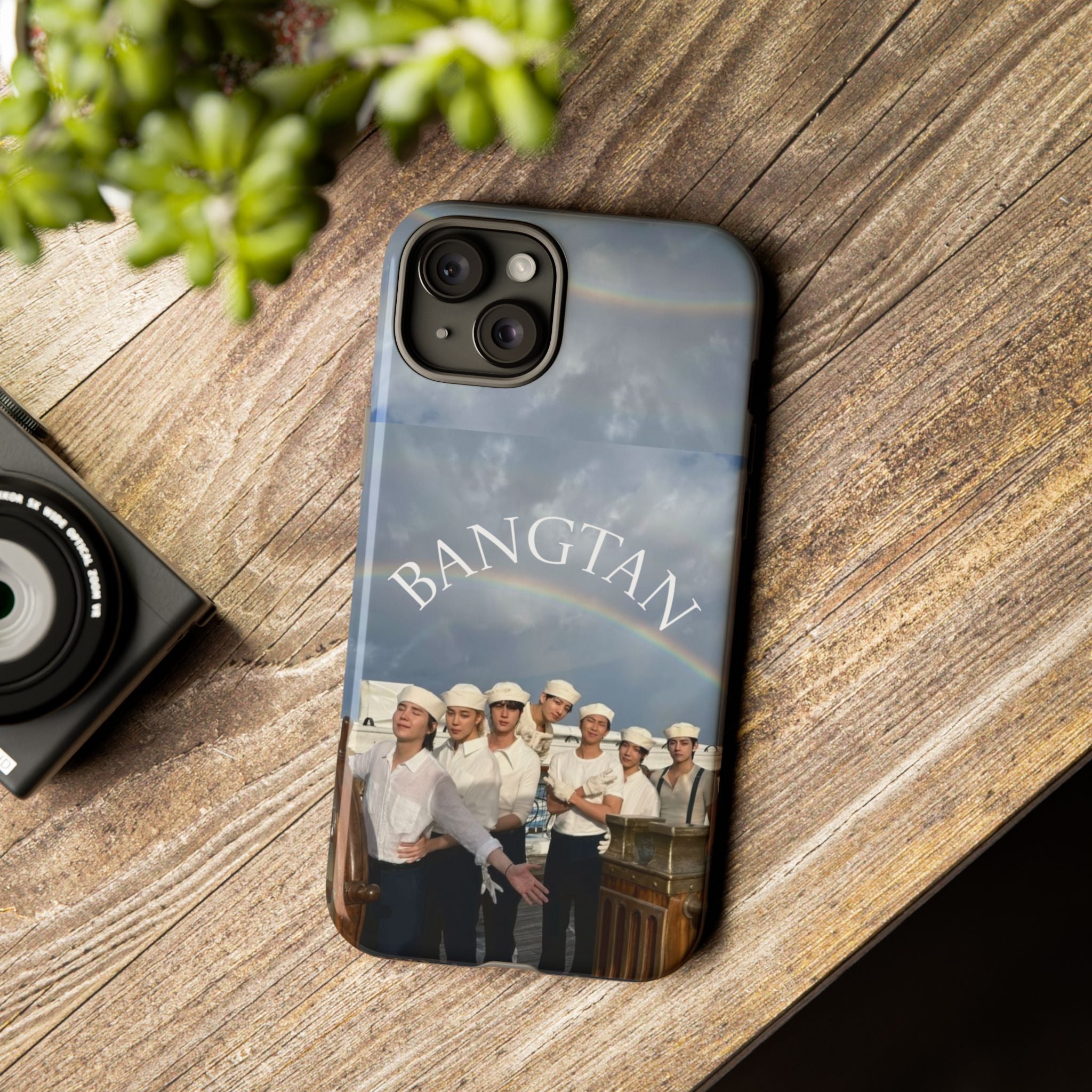 Cute Bangtan Sailor iPhone and Samsung phone case featuring BTS Swim design by Printify, with colorful sailor-themed artwork.