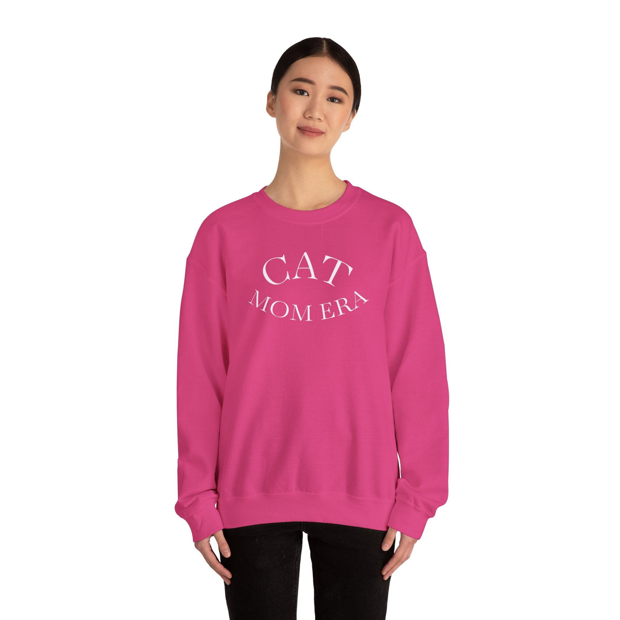 Cozy cat mom sweatshirt with cute animal print, ideal for pet lovers and feline parents, by Printify.