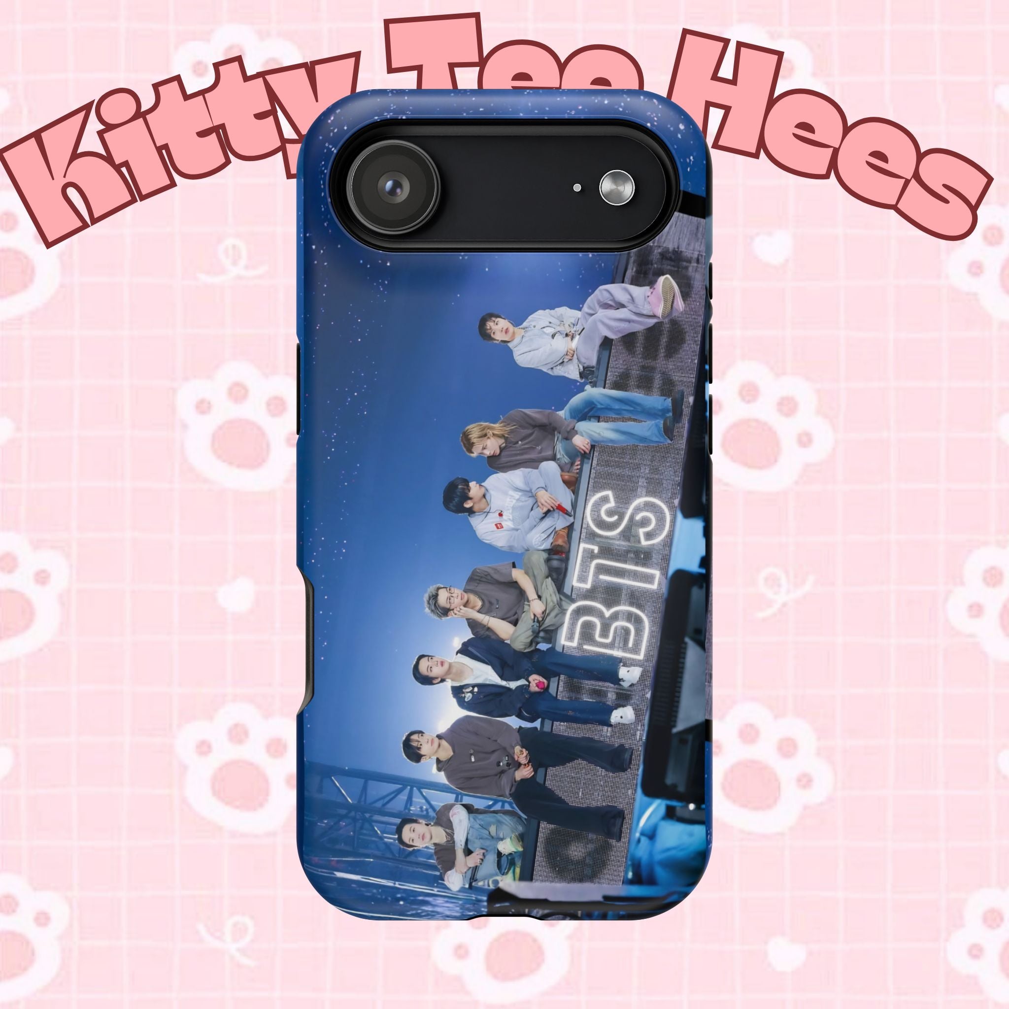 Printify BTS Bangtan World Tour Arirang impact-resistant phone case for iPhone 17 and Samsung Galaxy S26 Ultra, featuring colorful tour artwork.