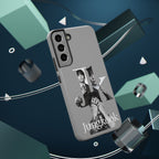 Monochrome BTS Jungkook phone case with impact-resistant design, featuring bold letter graphics and Printify branding.