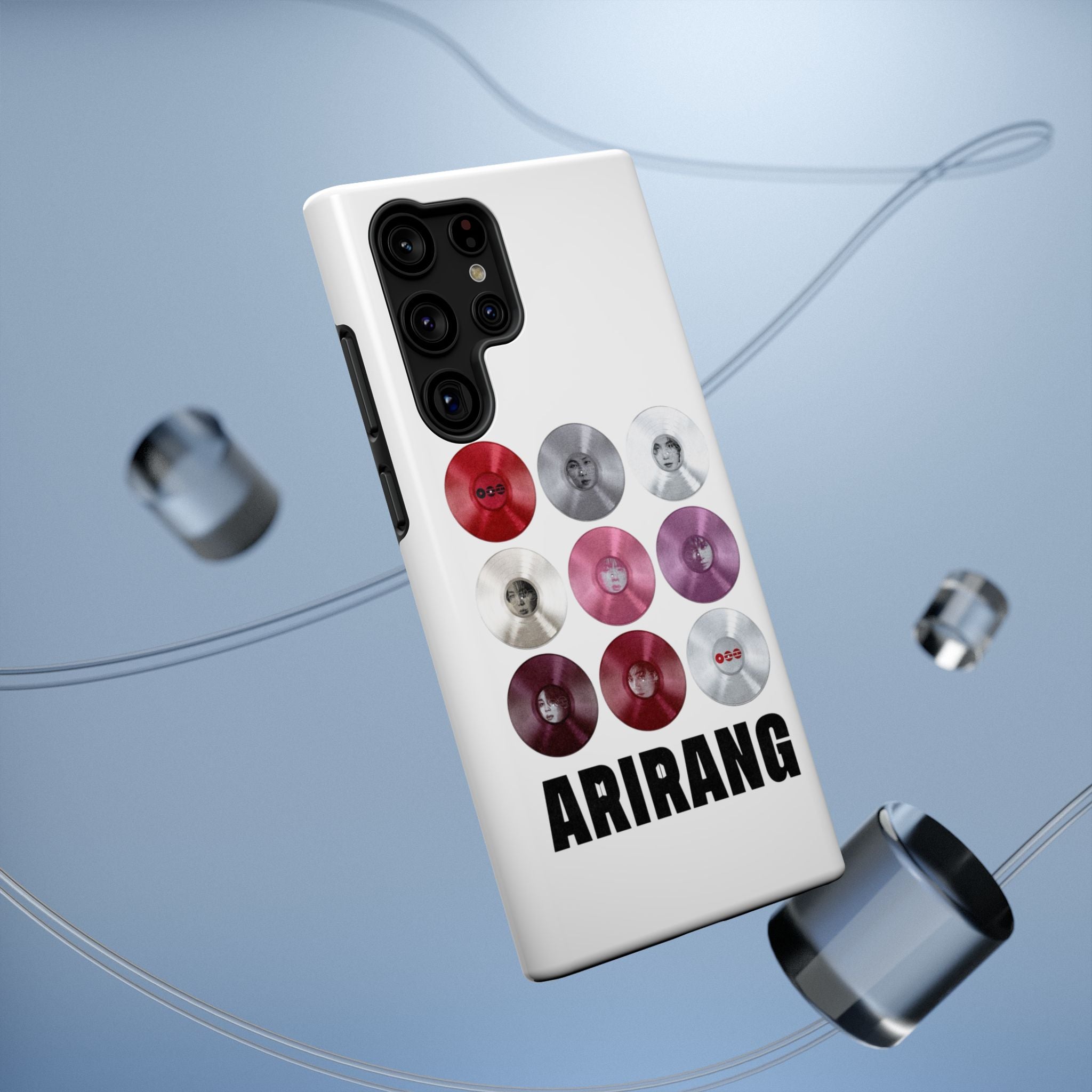 Printify Bangtan Arirang BTS vinyl record grid phone case with impact-resistant design, featuring fan merch-inspired artwork.