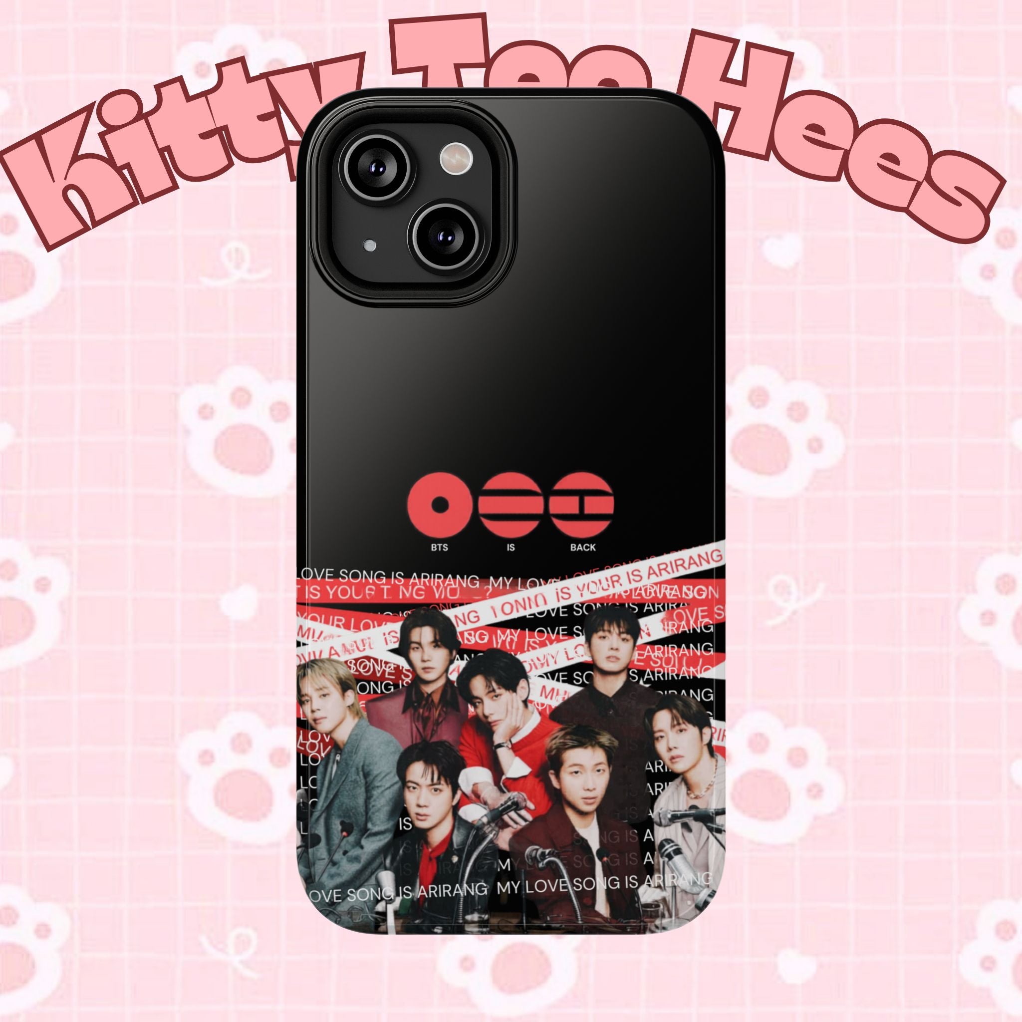 K-Pop BTS Bangtan phone case with concert fanmade design, impact-resistant, featuring BTS band photo on durable phone cover