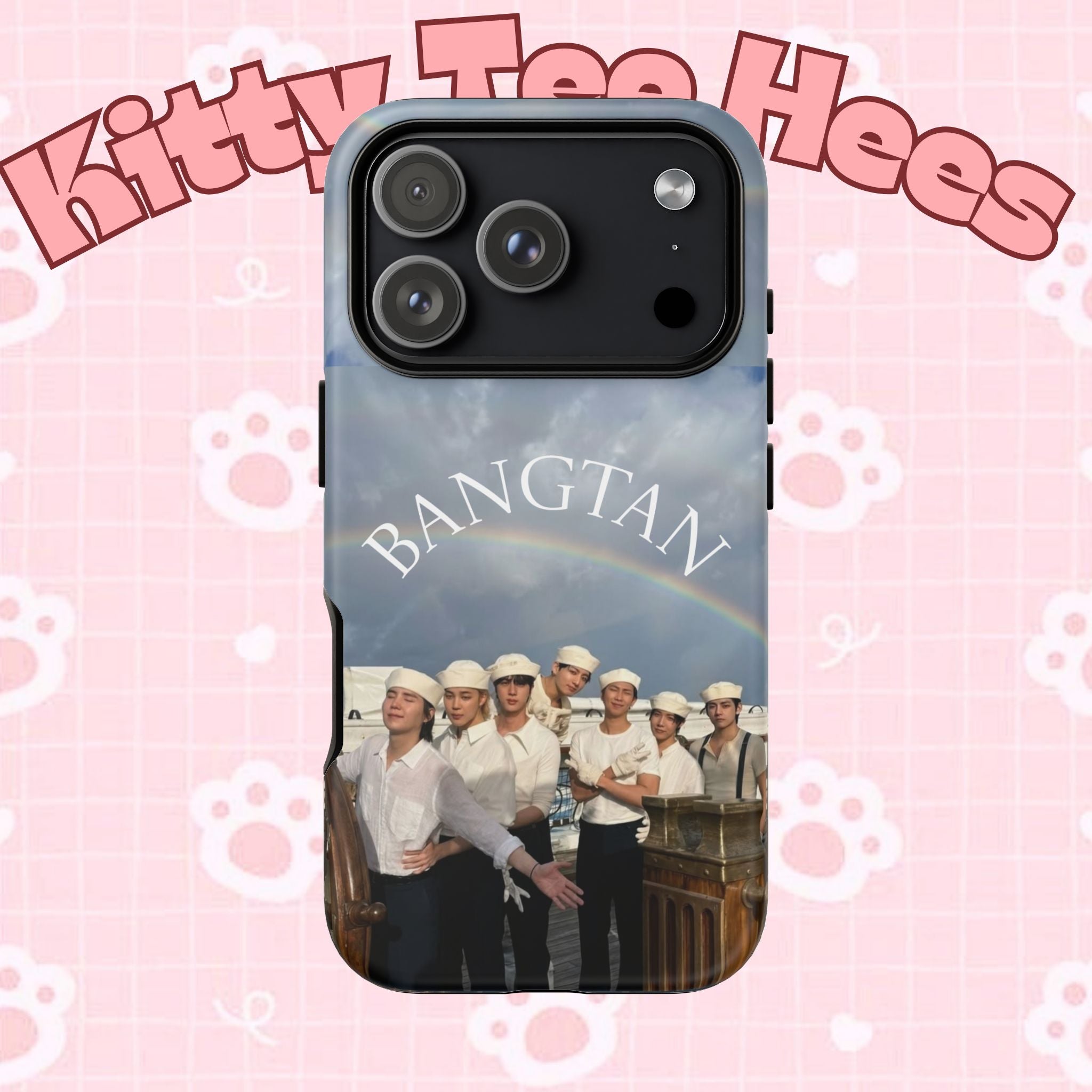 Cute Bangtan Sailor-themed iPhone and Samsung phone case featuring BTS Swim design by Printify