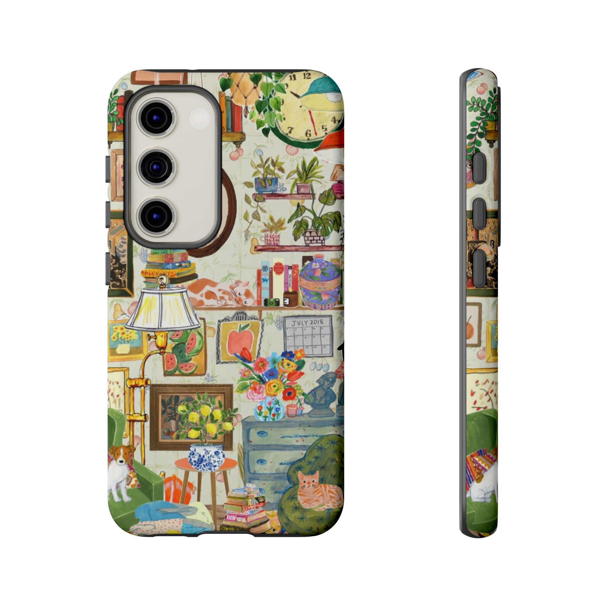 Cute cat portrait phone case for iPhone 17 by Printify, featuring a cozy living room pet home design and stylish protection.