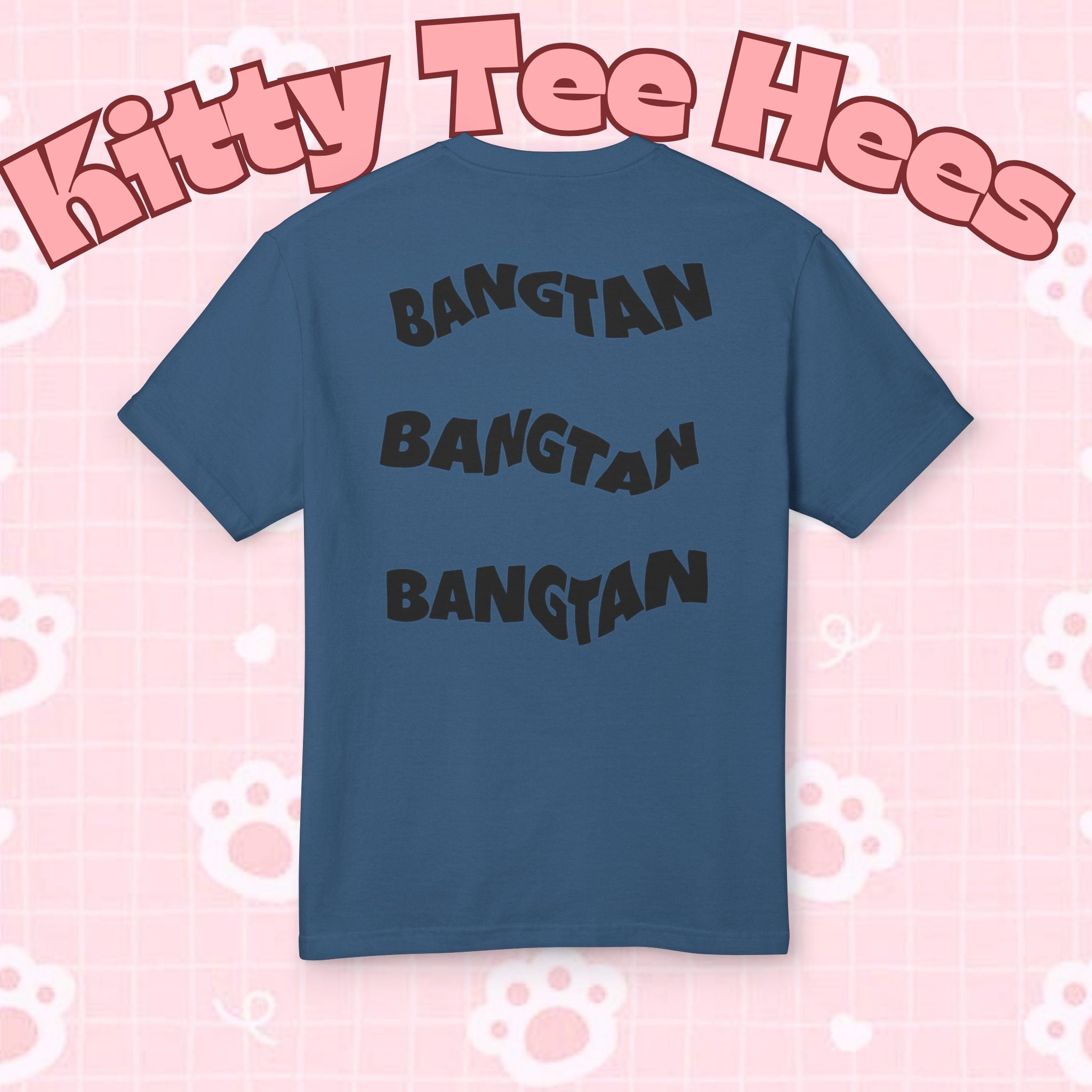Bangtan Arirang Cool Flame Logo T-Shirt with Bangtan back print, casual cotton tee by Printify featuring vibrant flame logo design.