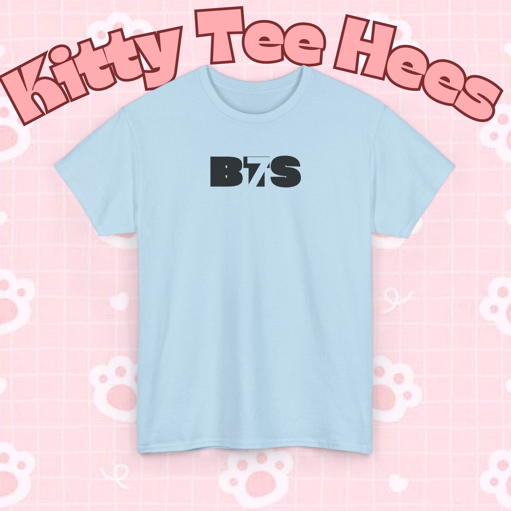 Black BTS logo T-shirt by Printify featuring a minimal Bangtan emblem, casual K-pop band shirt with simple design.