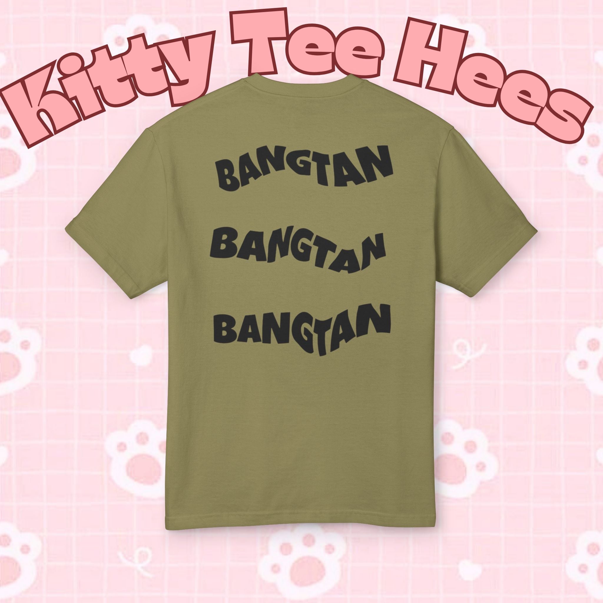 Bangtan Arirang Cool Flame Logo T-Shirt by Printify featuring a back print design and vibrant flame logo on a casual tee