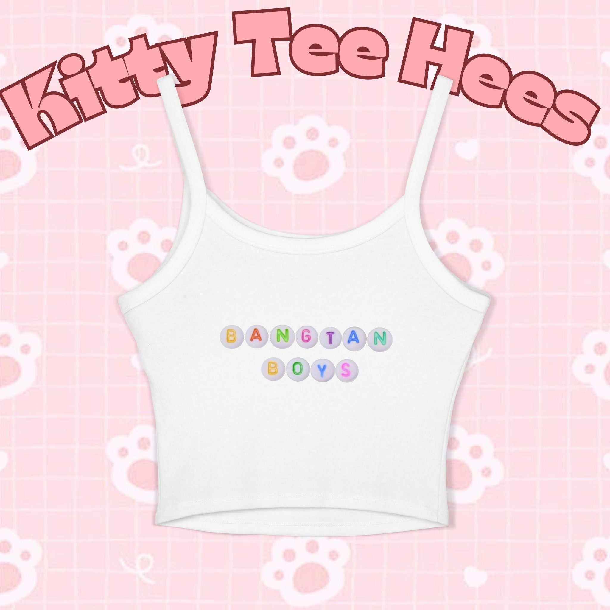 Kids' BTS tank top featuring retro television design, colorful graphic print, and 'Bangtan Boys' branding by Printify.
