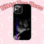BTS Taehyung (V) phone case with dark Bangtan design for iPhone and Samsung, featuring Kim Taehyung artwork.