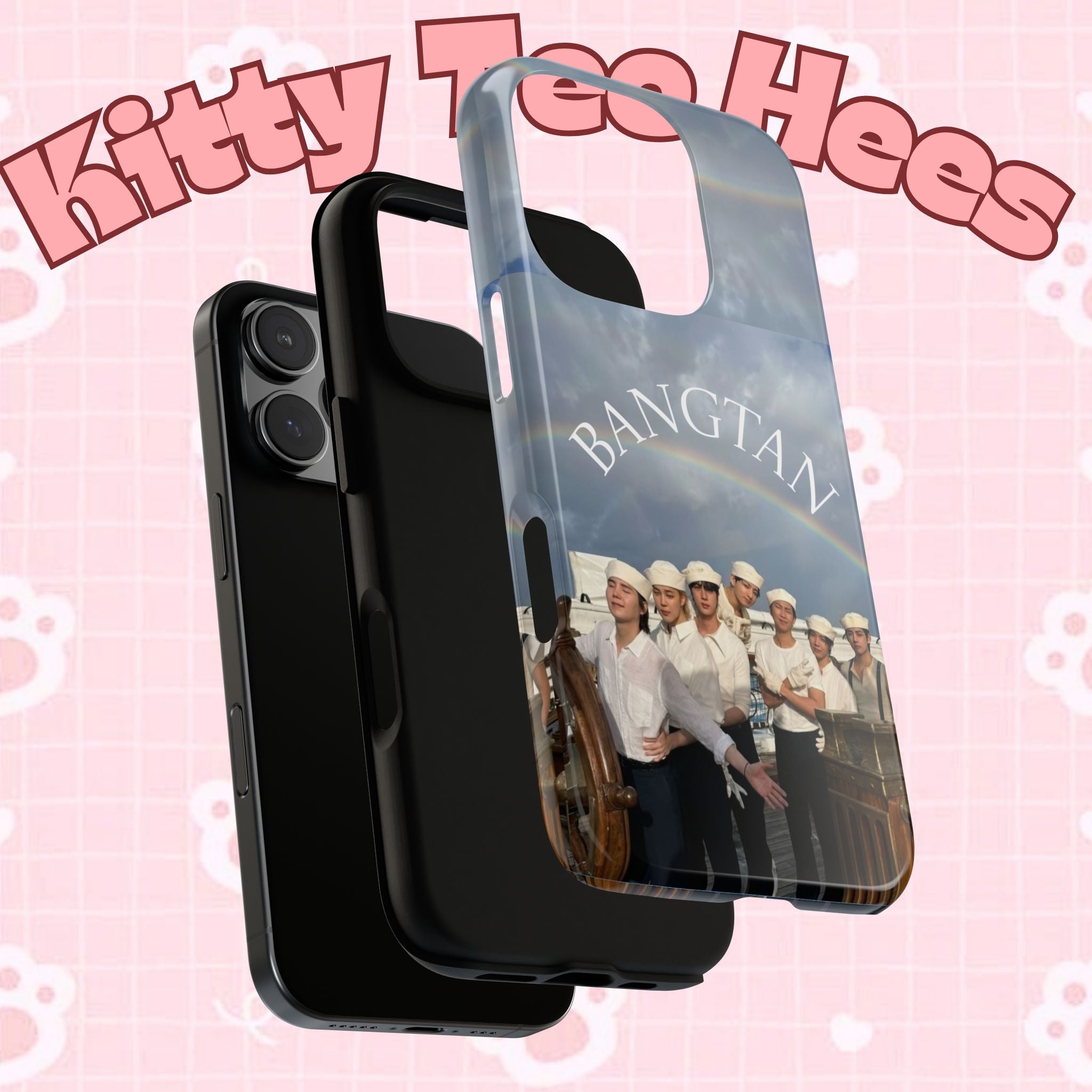Cute Bangtan Sailor BTS Swim phone case for iPhone and Samsung, featuring sailor-themed design by Printify.