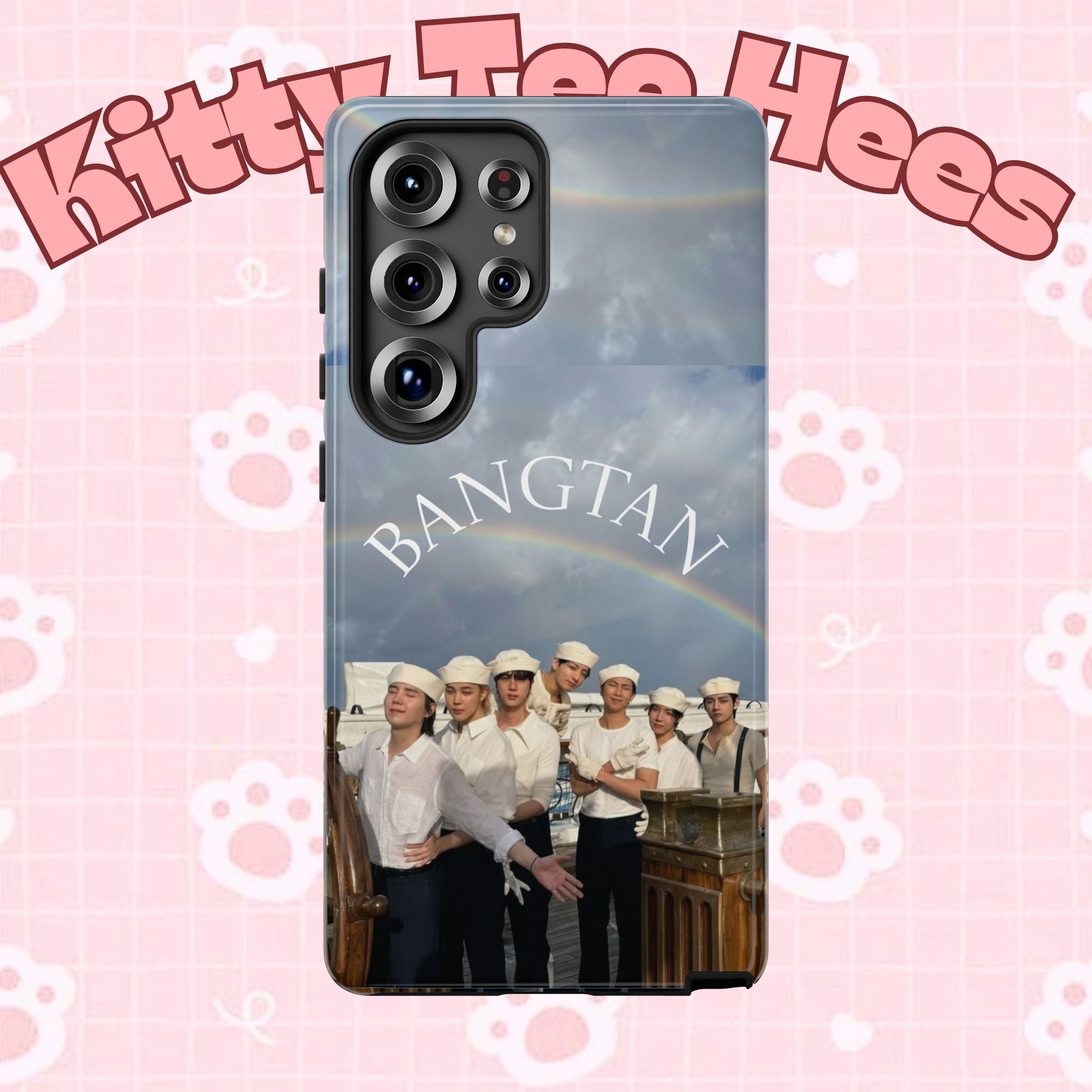 Cute Sailor BTS Swim phone case for iPhone and Samsung, featuring colorful Bangtan Sailor design from Printify.