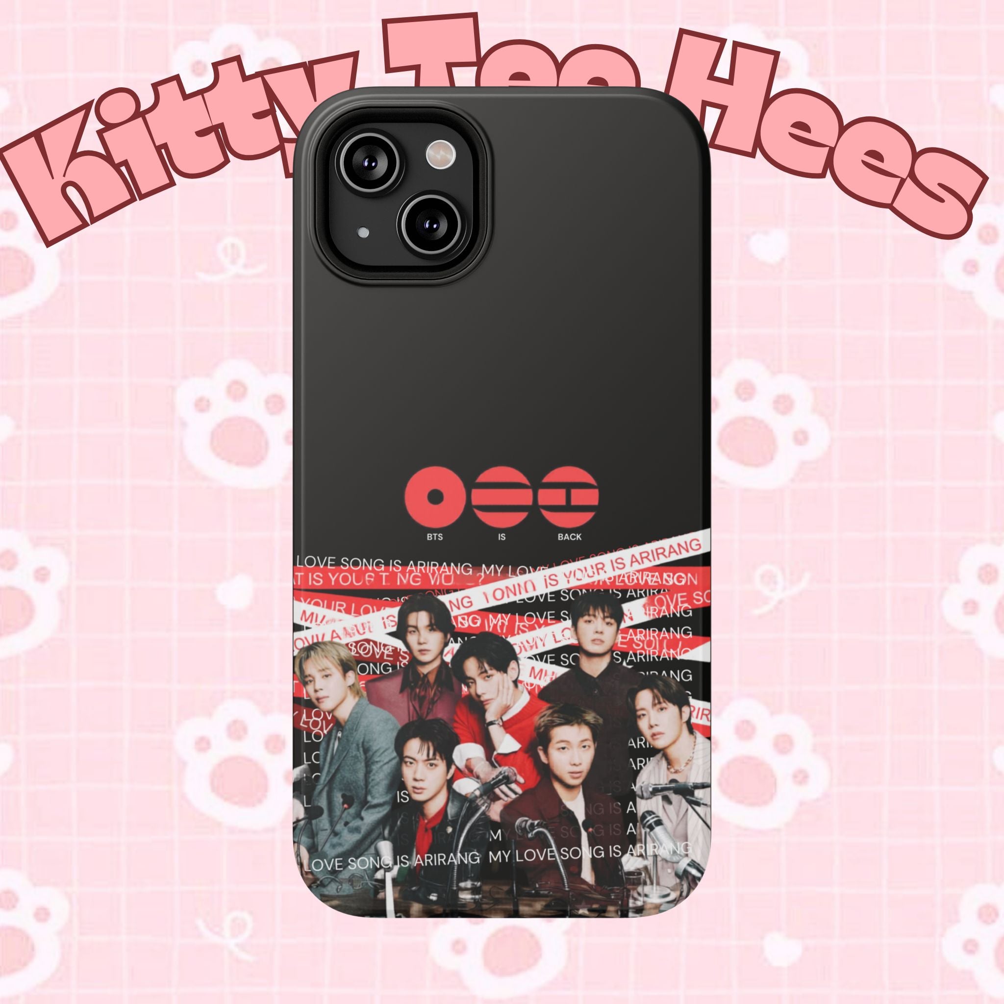 Impact-resistant phone case featuring BTS Bangtan Boys concert fan-made design with K-Pop band photo for iPhone or Android.
