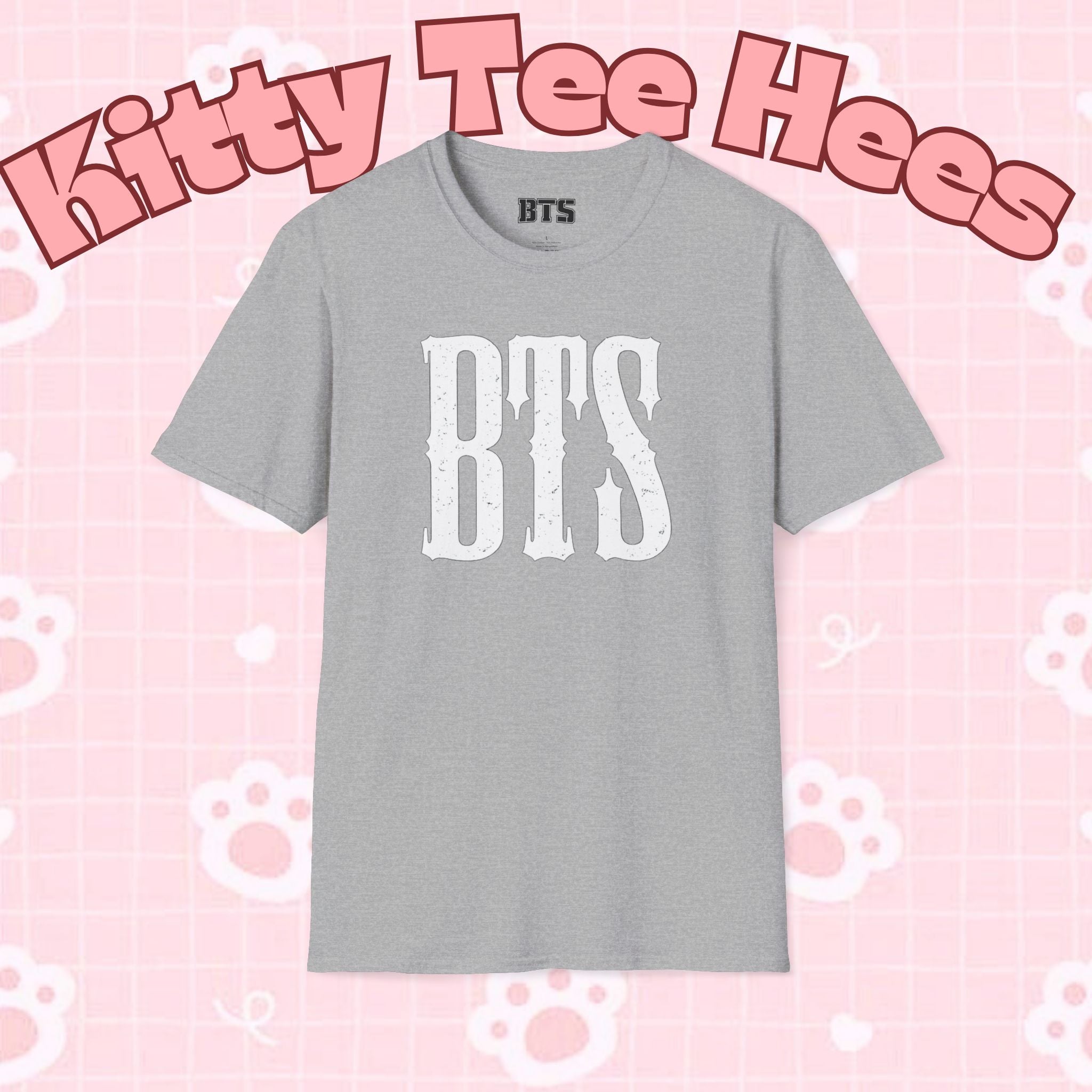 Printify BTS classic T-shirt featuring a simple outline design of Bangtan Boys, casual K-pop band tee for fans.