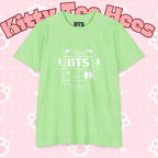 Custom BTS T-shirt featuring Jungkook, Jimin, V, J-Hope, RM, Suga, Jin with K-pop concert design by Printify