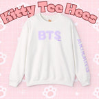 Lavender BTS Logo arirang crewneck sweatshirt with K-pop band print, comfortable pullover for concerts and casual wear.