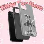 Printify monochrome BTS Jungkook phone case featuring bold letter design, impact-resistant protection for popular BTS fan smartphones.