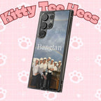 Clear impact-resistant Bangtan phone case with cute K-pop design, fits smartphones, offers protection and style.