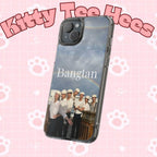 Clear impact-resistant Bangtan phone case featuring cute K-pop design, compatible with smartphones for stylish protection.