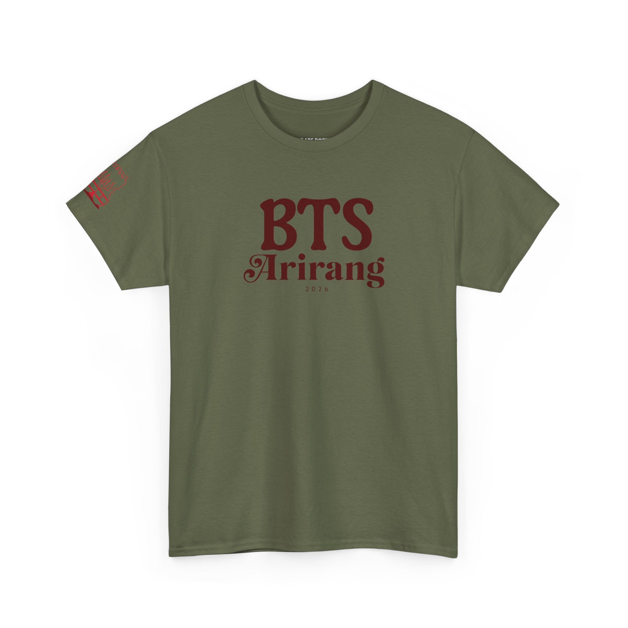 BTS Arirang T-Shirt by Printify featuring Korean Hangul design, perfect for BTS world tour and concert fans.