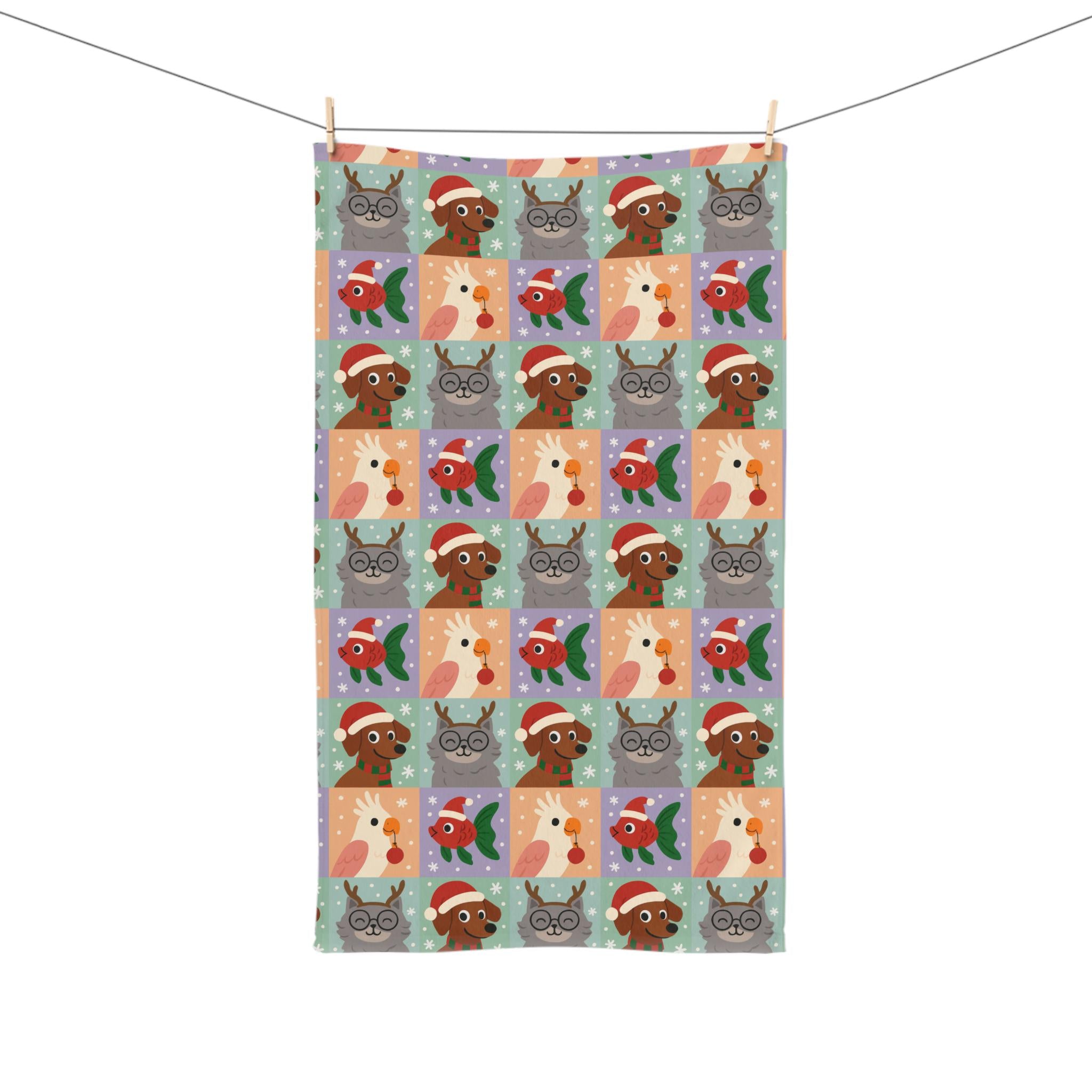 Christmas Pet Hand Towel, Holiday Kitchen Bathroom Decor - Kitty TeeHees