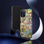 Printify cute cat portrait phone case for iPhone 17, stylish and cozy design featuring a cozy living room pet home theme.