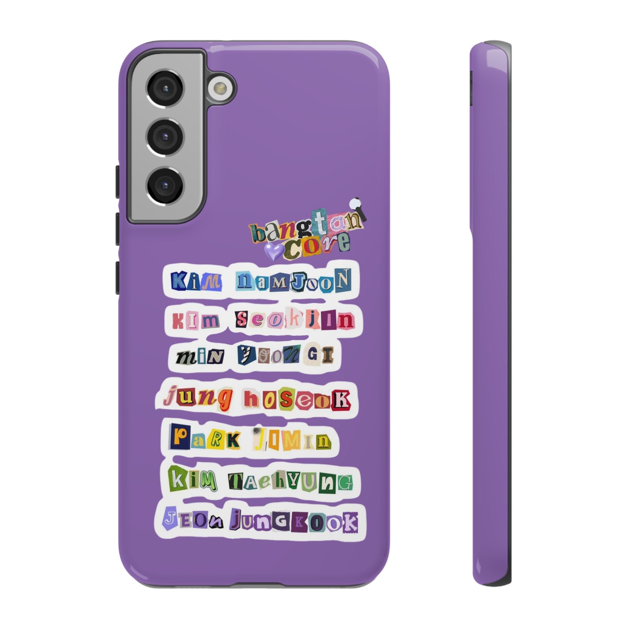 Printify BTS member names phone case featuring Jungkook, Jimin, and Rap Monster for iPhone 17 with tough protective design.