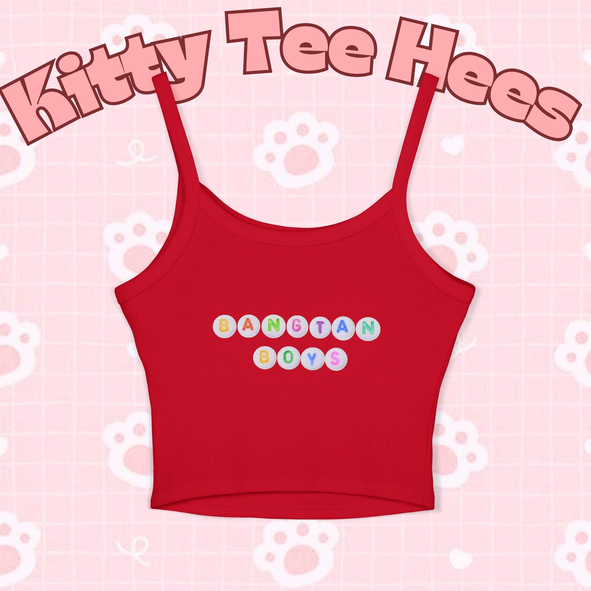 Kids' BTS tank top featuring a retro television K-pop BTS graphic, cute and colorful design by Printify.