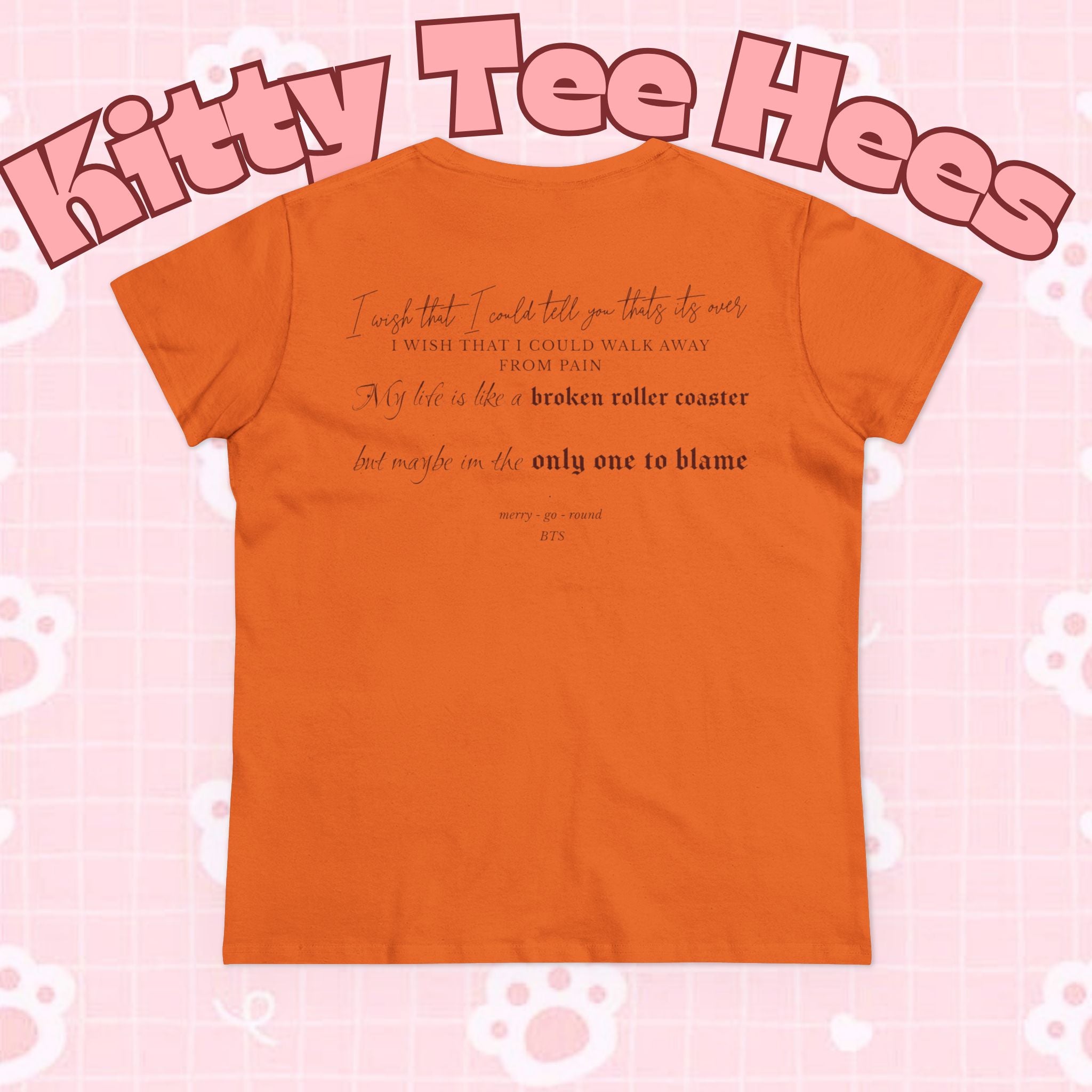 Merry Go Round BTS Arirang 2026 album carousel sketch T-shirt with lyric script back print, printed by Printify.
