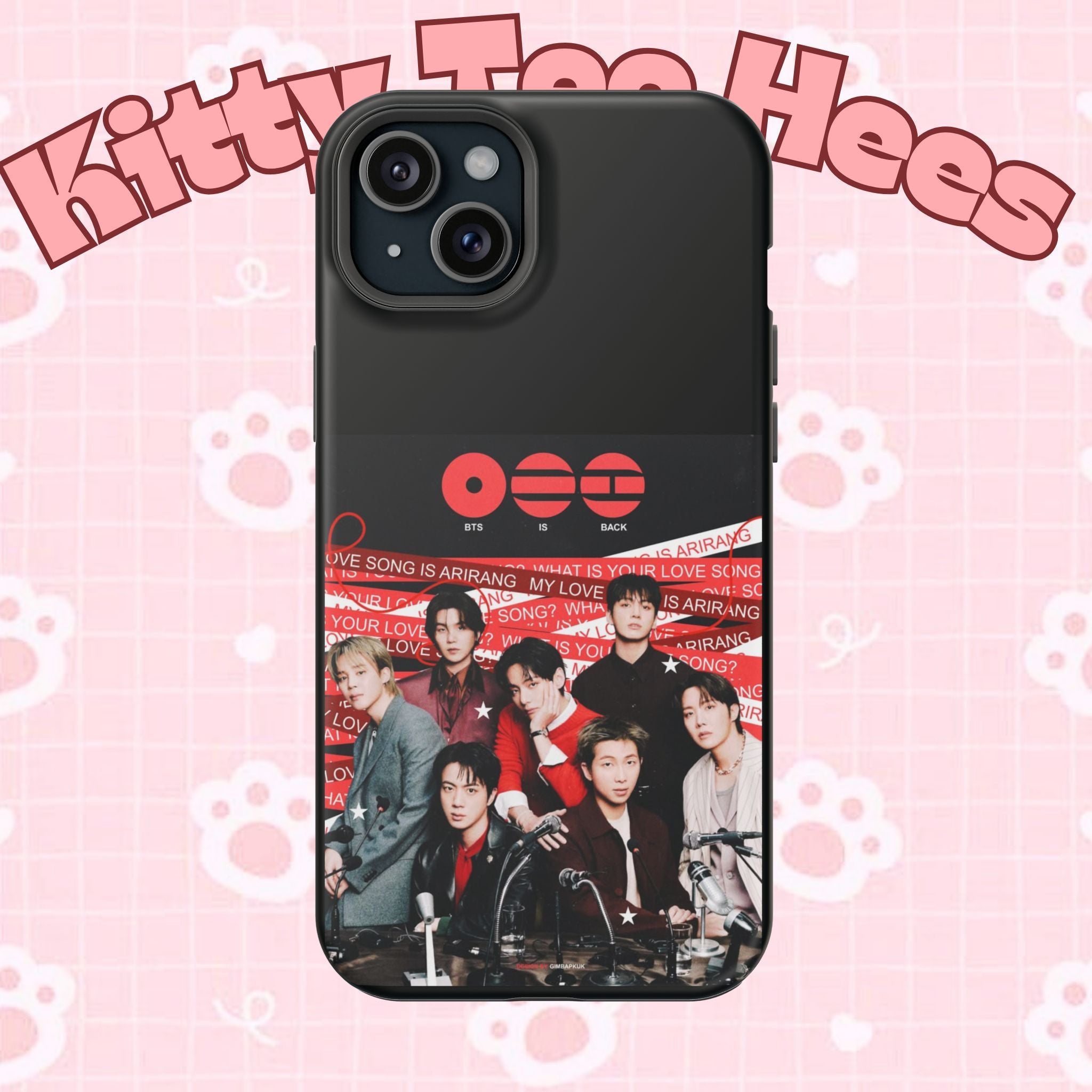 Printify BTS Arirang phone case featuring Bangtan concert photo, impact-resistant K-Pop band phone cover, 2026 design
