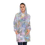 Mermaid Dreams women's hoodie dress with vibrant fantasy ocean print, cozy casual wear ideal for beach days and ocean lovers.