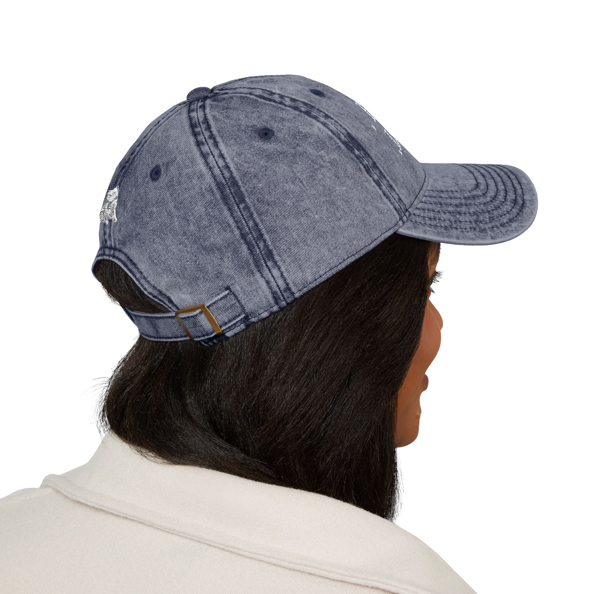 Vintage style embroidered hat with "Hot Girls Love Cats" text, casual wear accessory, featuring colorful cat graphics and classic design.