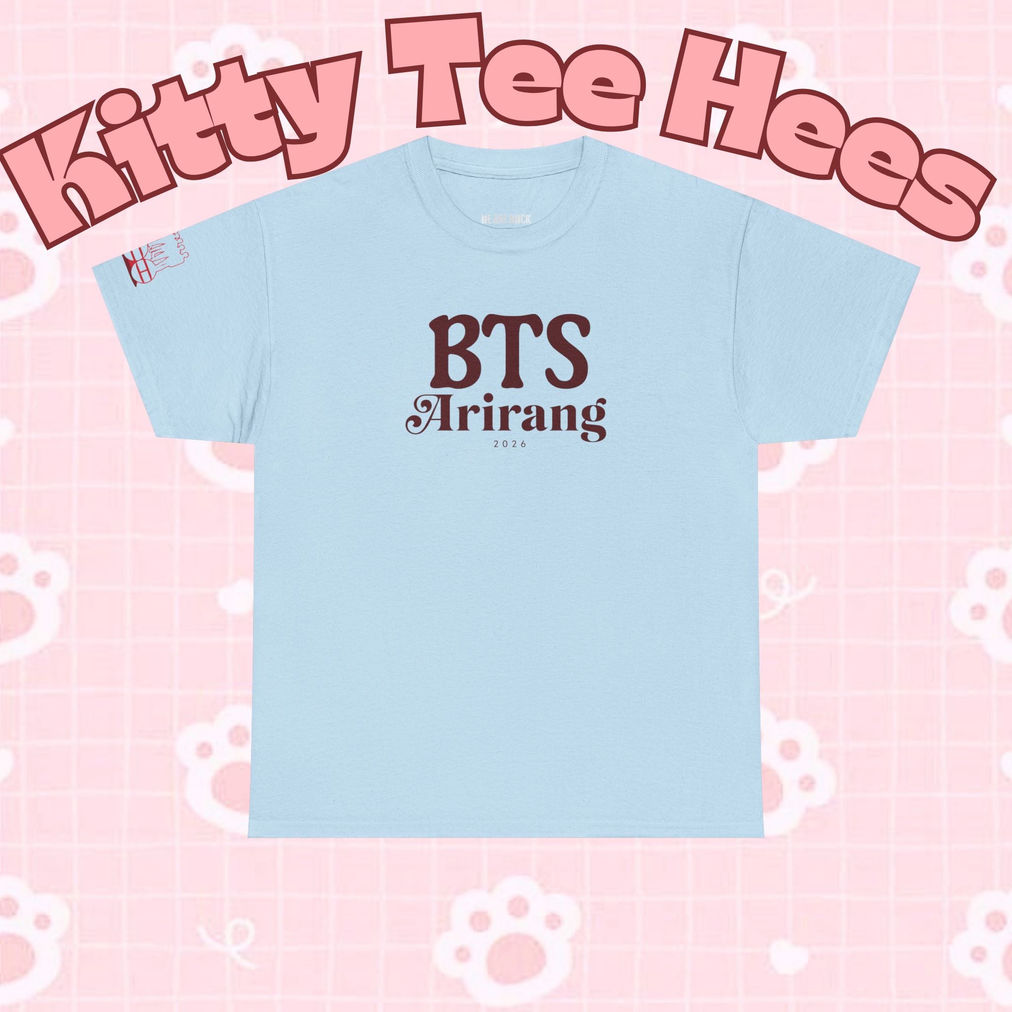 BTS Arirang T-shirt by Printify featuring Korean Hangul design, perfect for BTS world tour and concert fans.