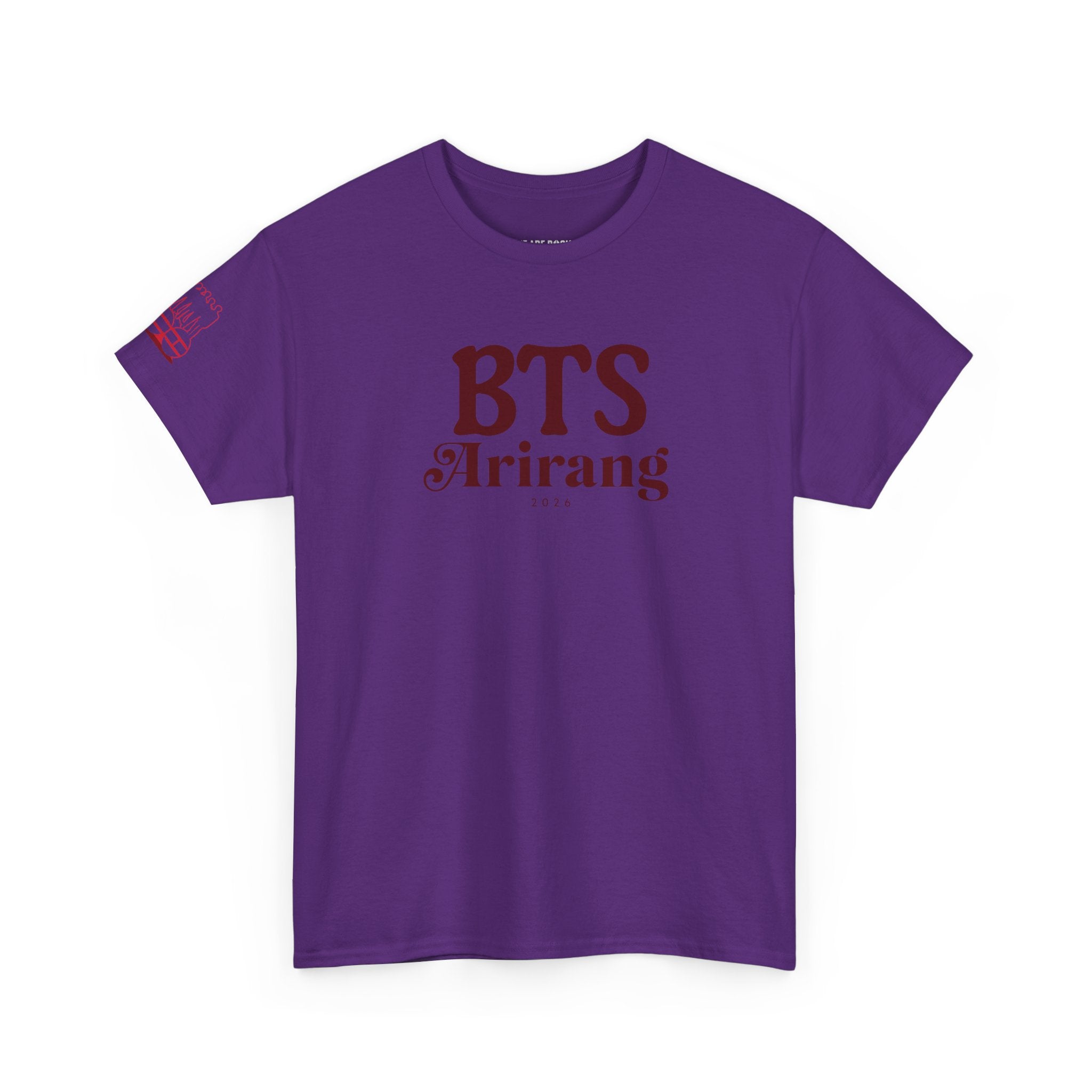 BTS Arirang T-shirt by Printify featuring Korean Hangul, BTS world tour Arirang design, perfect for Bangtan concert fans