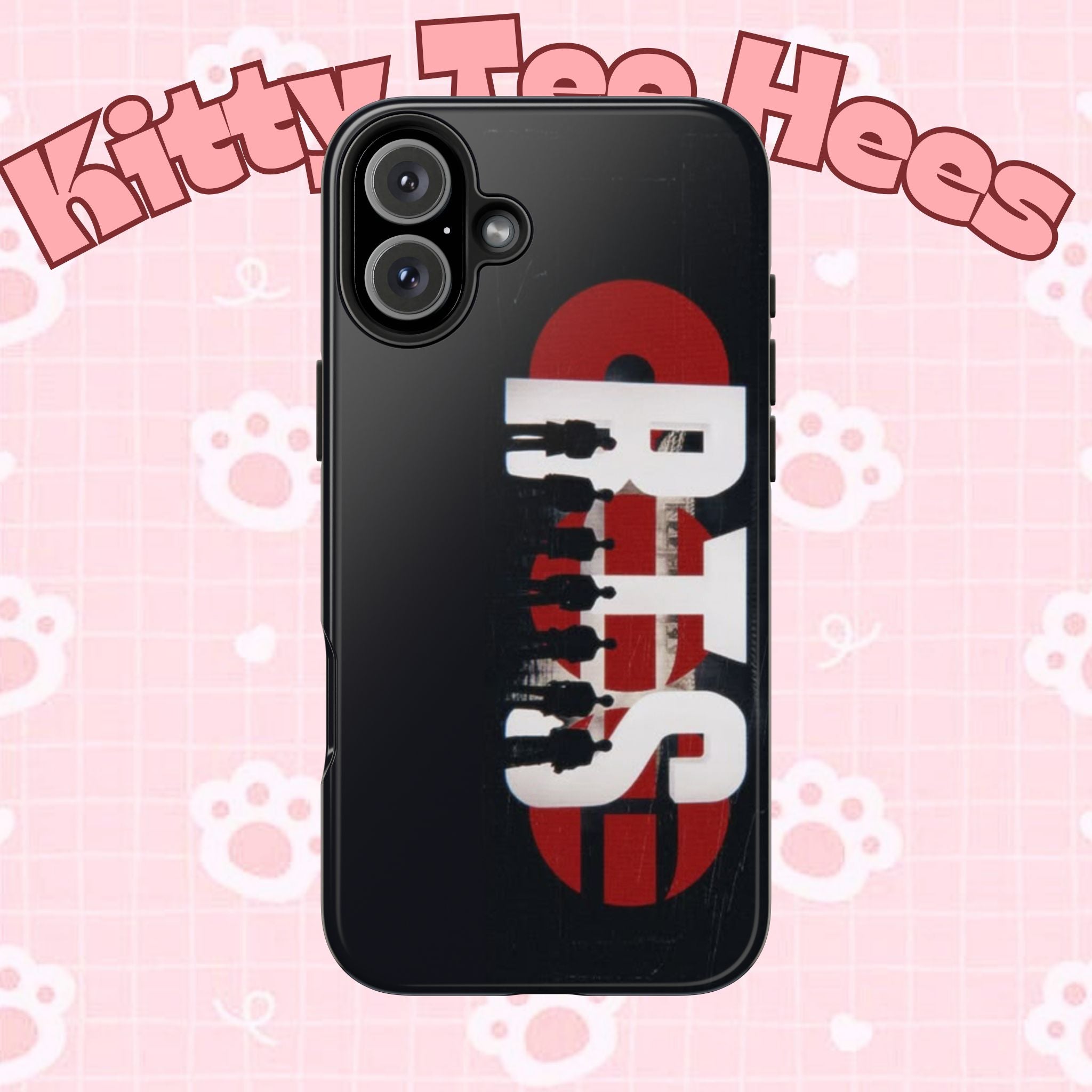 BTS Arirang phone case for iPhone and Samsung, featuring silhouettes of BTS members and album artwork, protective and stylish.