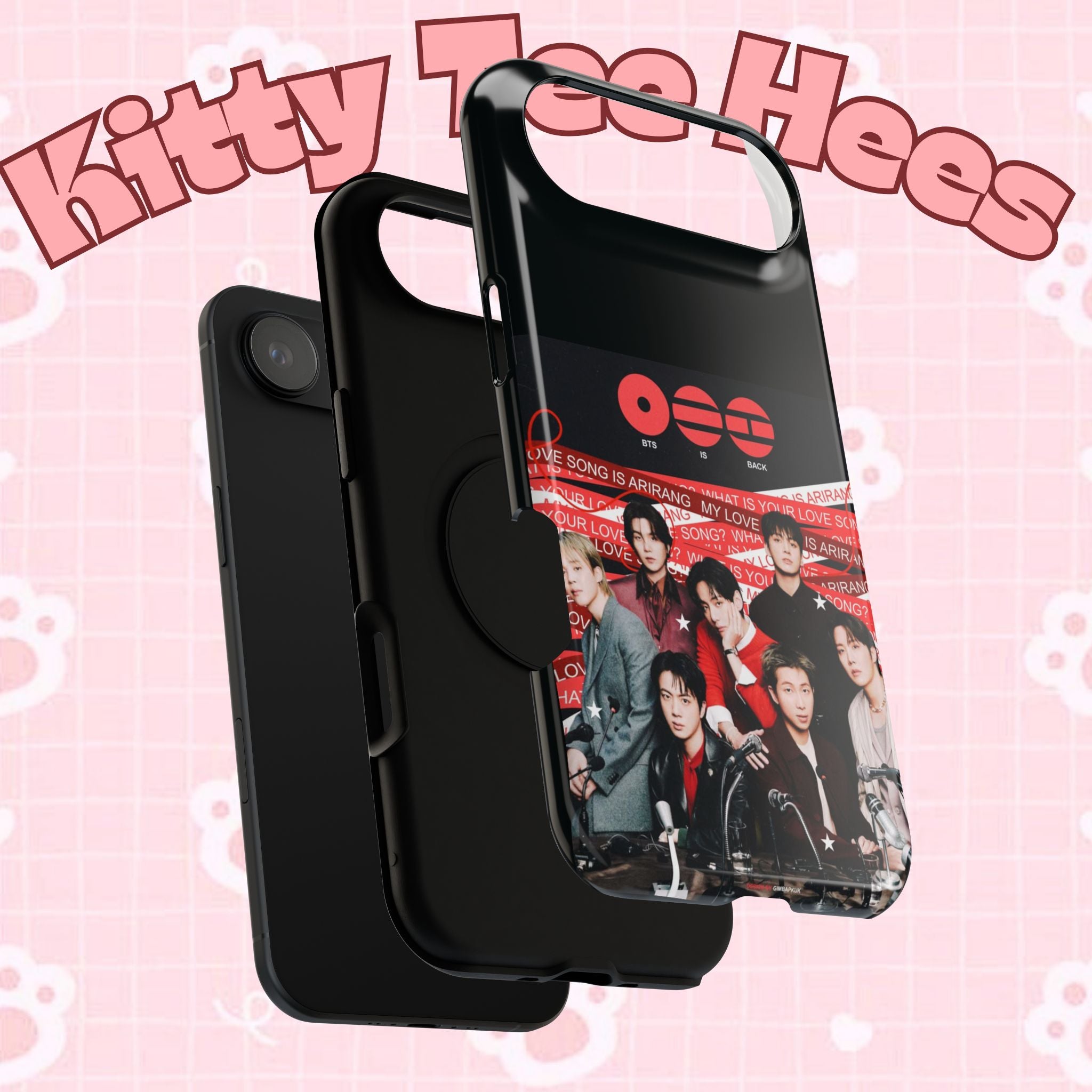 Printify BTS Arirang phone case featuring Bangtan concert design, impact-resistant K-Pop band photo phone case for fans.