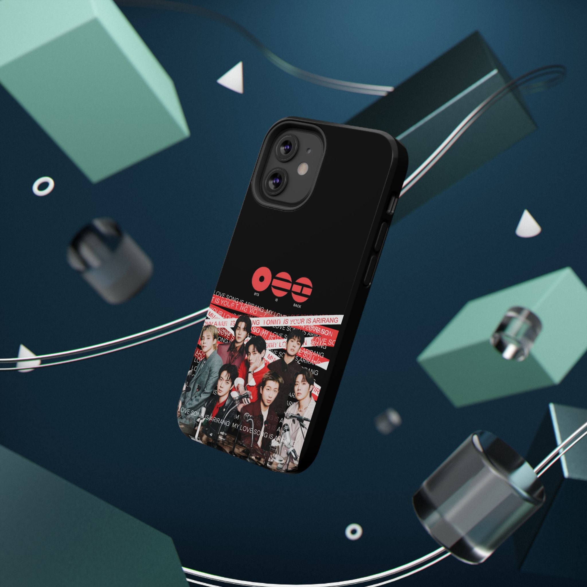 Impact-resistant phone case featuring BTS Bangtan Boys concert fanmade design with K-Pop band photo by Printify.