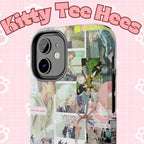 Printify BTS collage phone case for iPhone and Samsung with pastel hot air balloon and K-Pop photo collage design.