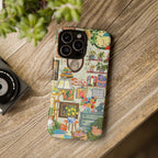 Cute cat portrait phone case for iPhone 17, stylish Printify framed living room pet home design with cozy, colorful details.
