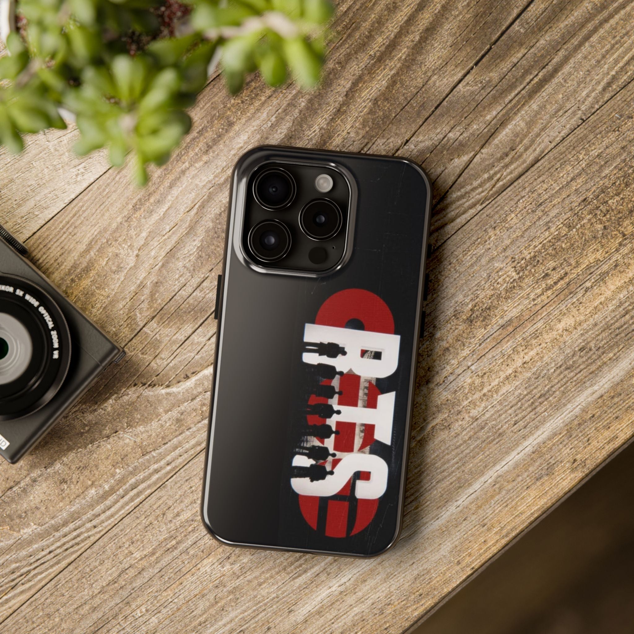 Printify BTS Arirang phone case featuring BTS album artwork and silhouettes, compatible with iPhone and Samsung devices.