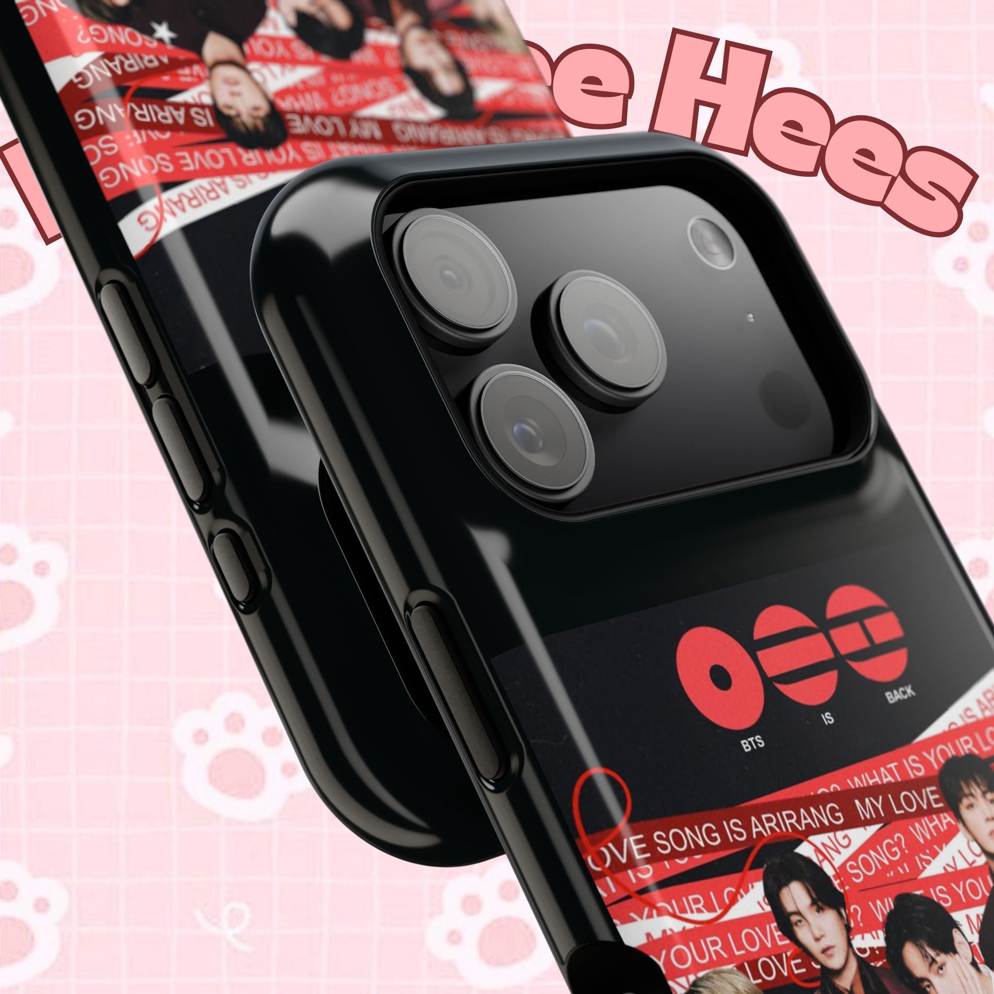 Printify BTS Arirang phone case featuring Bangtan concert design, impact-resistant K-pop band photo phone cover.