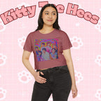Colorful BTS kidcore T-shirt featuring Bangtan boys K-Pop group photo, women's festival crop top by Printify