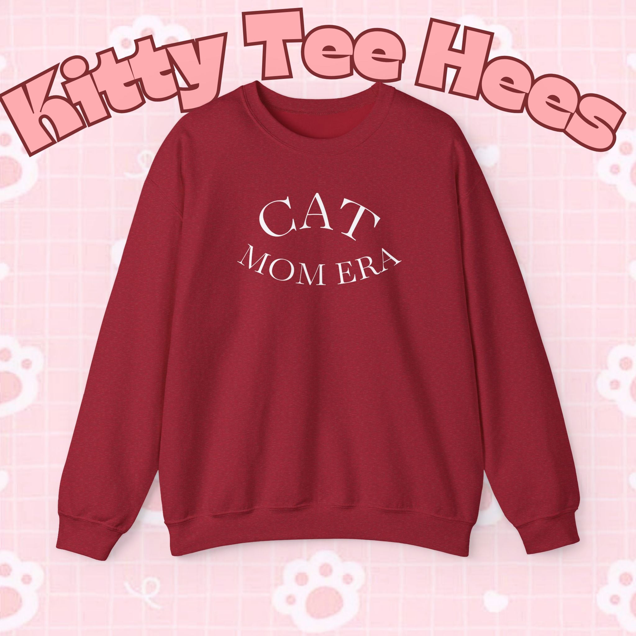 Cozy cat mom sweatshirt with cute animal print, perfect for feline parents, by Printify, featuring a warm, casual jumper style.