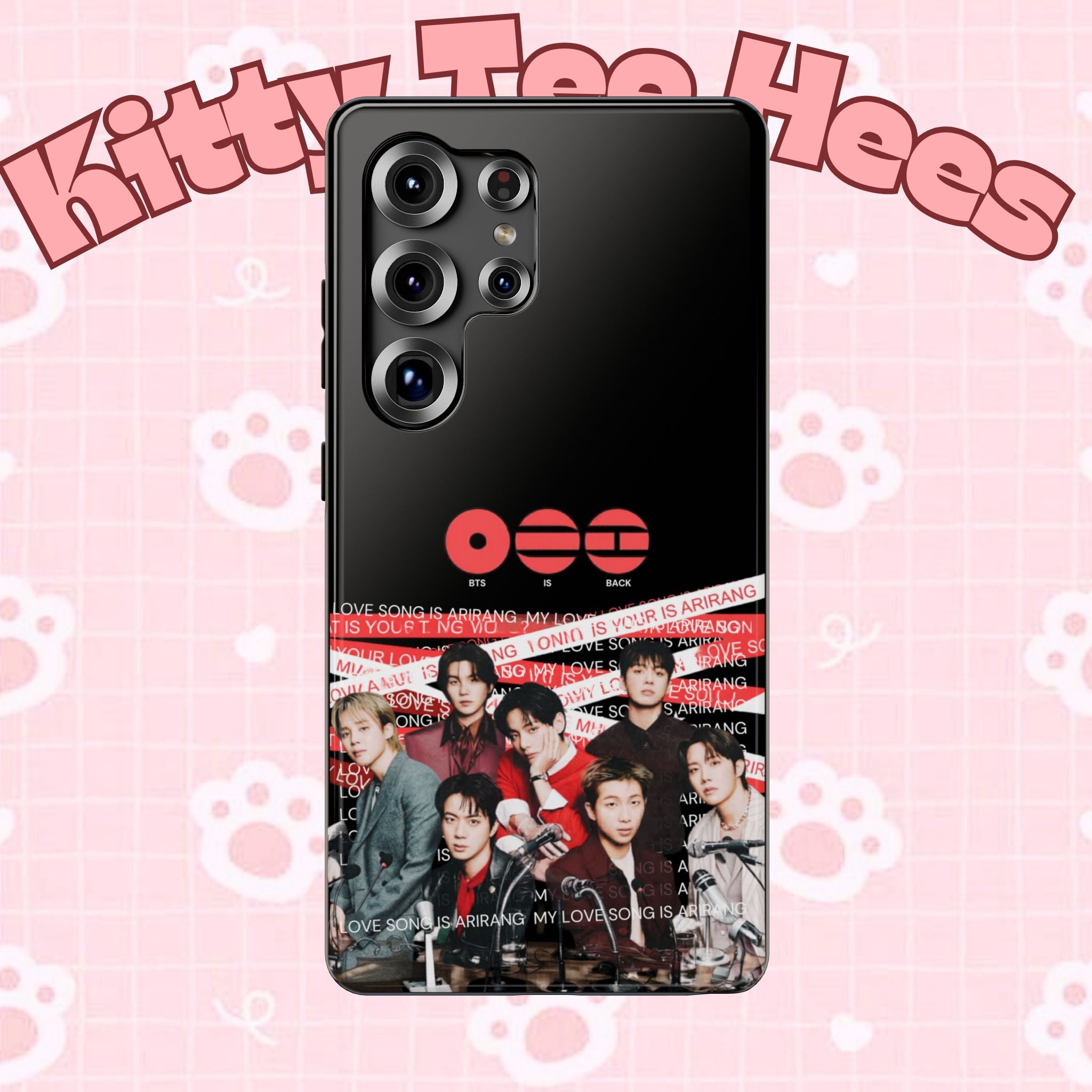 K-Pop BTS Bangtan phone case with concert fanmade design, impact-resistant, featuring BTS band photo, for iPhone or Android.