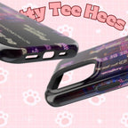 Neon Korean script BTS phone case for iPhone and Samsung, impact-resistant design with bold neon lettering.