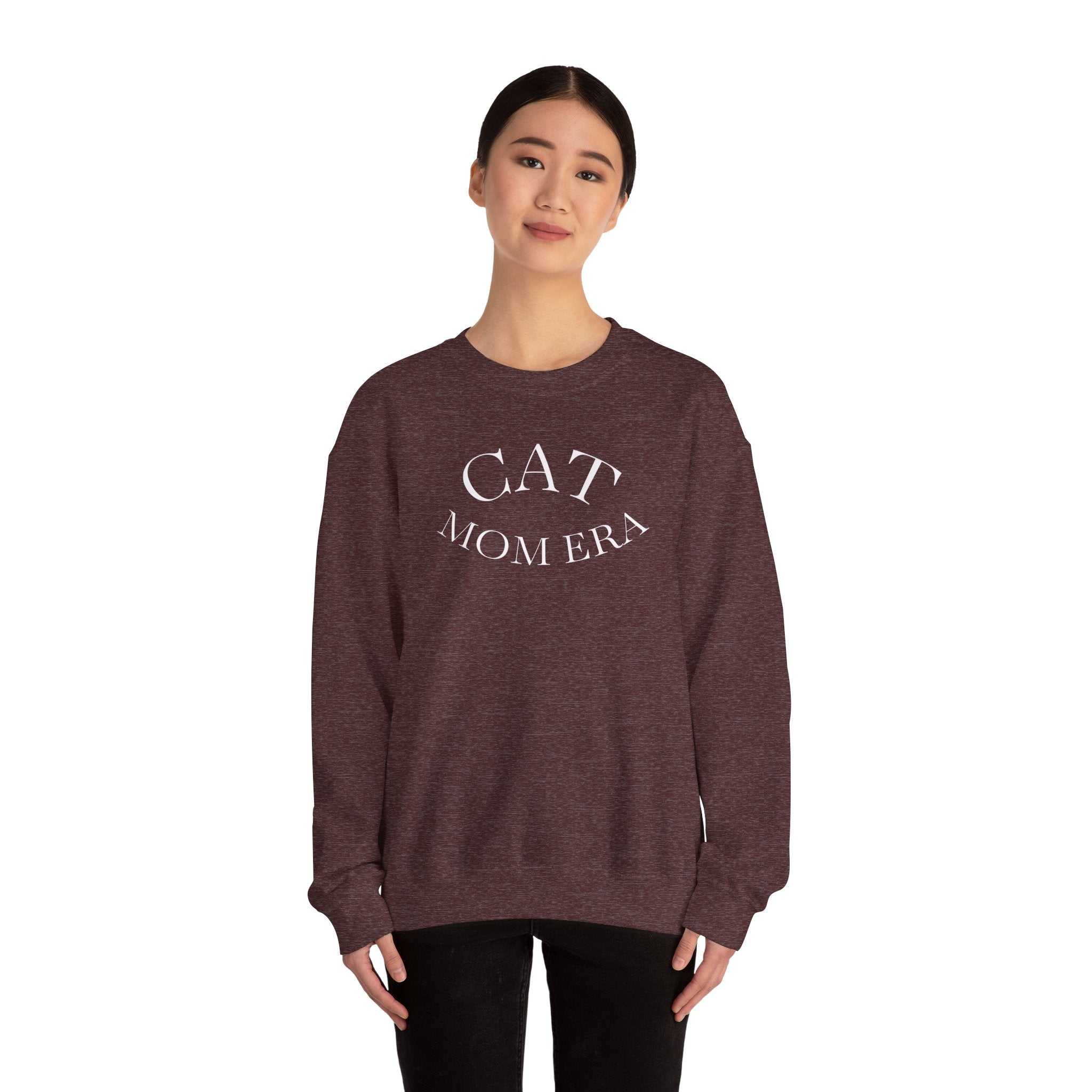 Printify cat mom sweatshirt featuring a cute animal print and cozy design, perfect for feline pet lovers and cat owners.