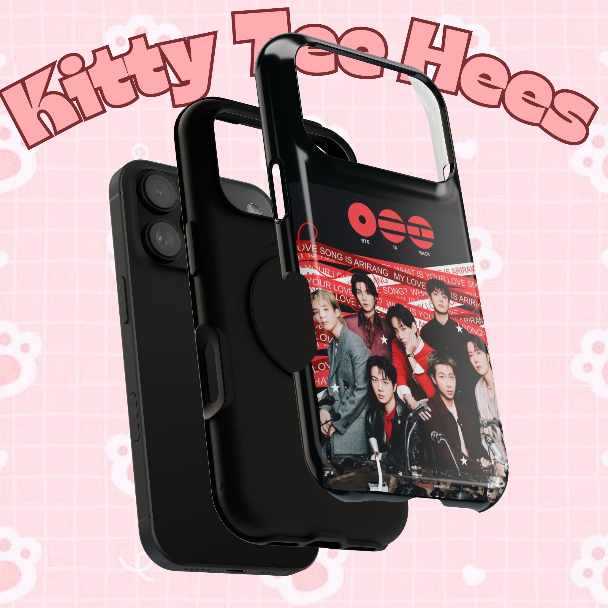 BTS Arirang phone case by Printify featuring Bangtan concert photo, impact-resistant K-Pop band phone cover for smartphones.
