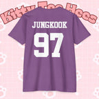 Custom BTS T-shirt featuring Jungkook, Jimin, V, J-Hope, RM, Suga, Jin for K-pop concert 2026, printed by Printify