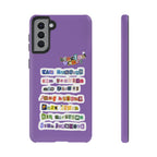 BTS member names phone case featuring Jungkook, Jimin, and Rap Monster for iPhone 17, tough Printify brand phone case.