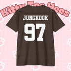 Custom BTS T-shirt featuring Jungkook, Jimin, V, J-Hope, RM, Suga, Jin, perfect for K-pop concert fans.