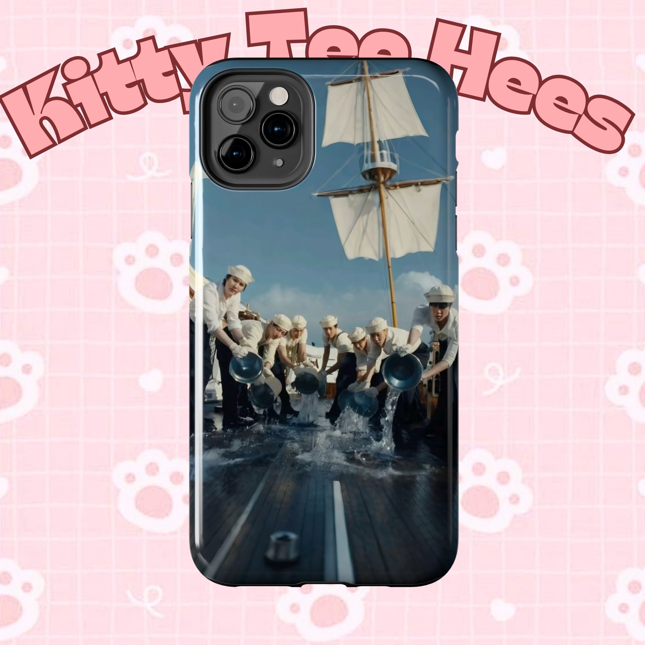 Cute Sailor BTS phone case with colorful K-pop design, perfect for BTS fans and concert attire.